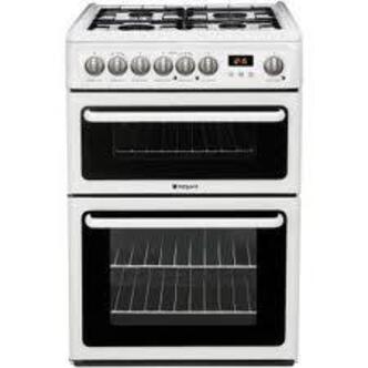 Hotpoint HAG60P 60cm Double Oven Gas Cooker in White 65/32 Litre