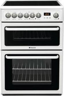 Hotpoint HAE60P 60cm Electric Cooker in White Ceramic Hob Double Oven