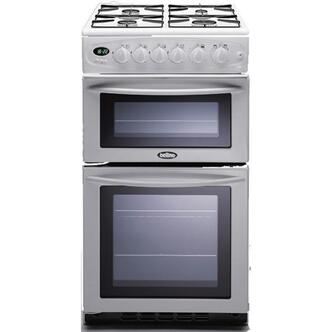 Belling GT756W 50cm Gas Cooker in White Double Oven & Glass Lid FSD