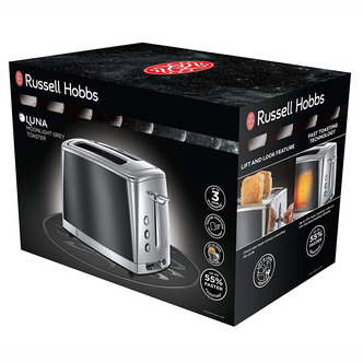 Russell Hobbs 23221 LUNA 2 Slice Toaster in Grey High Lift Feature