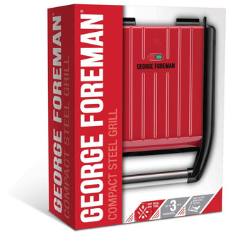 George Foreman 25030 Steel Compact Grill Red