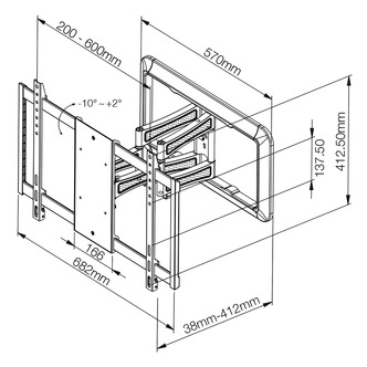 Vivanco 37989 Full Motion Bracket for TV s up to 85 VESA 600 45kg