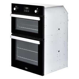 Belling 444444796 Built In Gas Double Oven in Black Programmable Timer