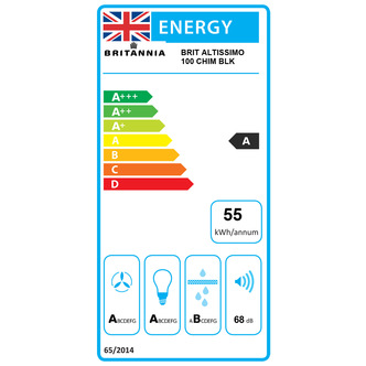 Britannia 544446314 100cm ALTISSIMO Chimney Hood in Black 3 Speed A Ra