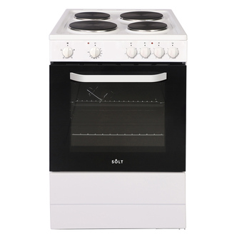 Solt ASCC60W 60cm Single Oven Electric Cooker in White with Solid Pl