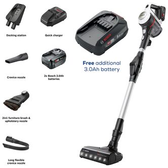 Bosch BCS712GBKIT Cordless Vacuum Cleaner - White & Black - PLUS Addition