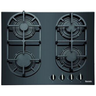 Baumatic BGG60 60cm Gas on Glass Hob in Black Glass Front Controls
