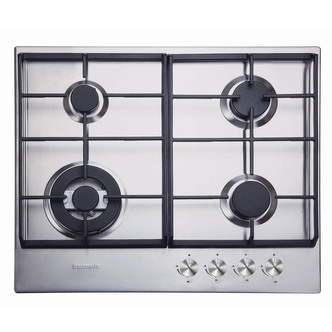 Baumatic BHG625SS 60cm 4 Burner Gas Hob St/Steel Cast Iron Supports