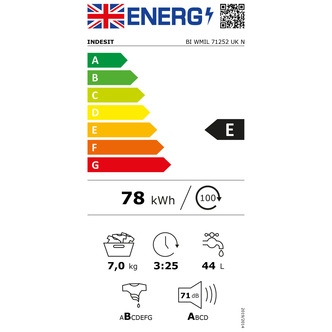 Indesit BIWMIL71252 Integrated Washing Machine 1200rpm 7kg E Rated