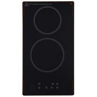 Montpellier CER31NT 30cm 2 Zone Ceramic Domino Hob in Black Glass