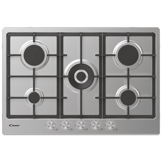 Candy CHG74WPX 75cm 5 Burner Gas Hob is St/Steel Double Ring Burner