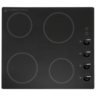 Montpellier CKH61 60cm 4 Zone Ceramic Hob in Black Glass Rotary Controls