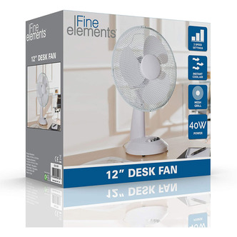 Fine Elements COL1251GE 12 Oscillating Desk Fan in White