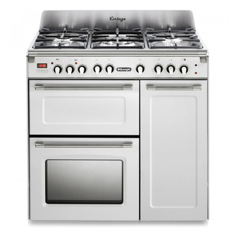 DeLonghi D3VR908DFWH 90cm Vintage Triple Cavity Dual Fuel Range Cooker White