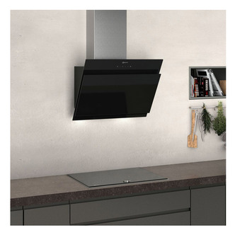 Neff D65IHM1S0B 60cm Angled Chimney Hood in Black Glass