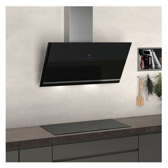 Neff D96IKW1S0B 90cm Angled Chimney Hood in Black Glass