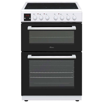 Hostess DOCH60W 60cm Double Oven Electric Cooker in White Ceramic Hob
