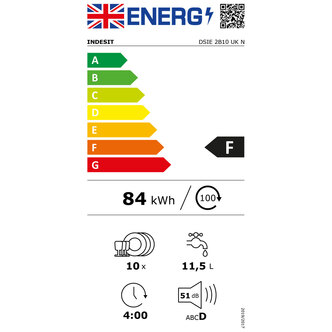 Indesit DSIE2B10UK 45cm Fully Integrated Slimline Dishwasher 10 Place