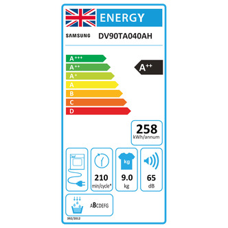 Samsung DV90TA040AH 9kg Heat Pump Condenser Dryer in White A Rated