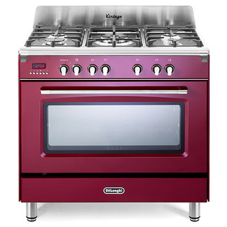 DeLonghi DVRS916DFBU 90cm Vintage Single Cavity D/Fuel Range Cooker Burgundy