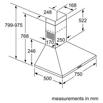 Bosch DWP74BC50B Serie 2 75cm Pyramid Design Hood Brushed Steel