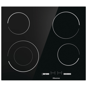 Hisense E6432C 60cm 4 Zone Ceramic Hob in Black Double Ring Zone