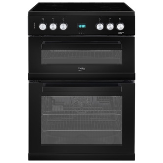 Beko EDC633K 60cm Double Oven Electric Cooker in Black Ceramic Hob