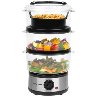 Salter EK2726Z 3-Tier Electric Food Meat and Vegetable Steamer - 7.5L