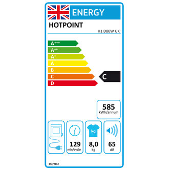 Hotpoint H1D80WUK 8kg Vented Dryer in White C Rated