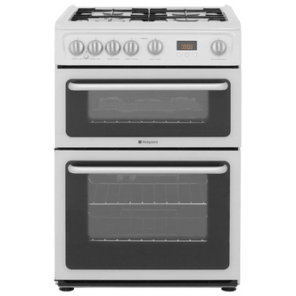 Hotpoint HARG60P 60cm Double Oven Gas Cooker in White 32/81L