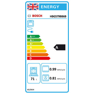 Bosch HBG579BB6B Serie 6 Built In Electric Single Oven in Black 71L A