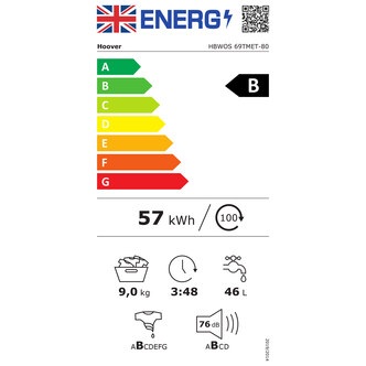 Hoover HBWOS69TMET Integrated Washing Machine 1600rpm 9kg B Rated