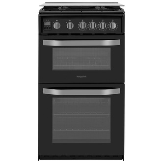 Hotpoint HD5G00CCBK 50cm Double Oven Gas Cooker in Black Catalytic Liners