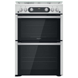 Hotpoint HDM67G0C2CX 60cm Double Oven Gas Cooker in St/Steel Wok Burner