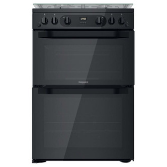 Hotpoint HDM67G0CCB 60cm Double Oven Gas Cooker in Black 84/42L