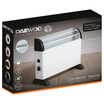 Daewoo HEA1146GE 2 0kW Convector Heater in White 3 Heat Settings