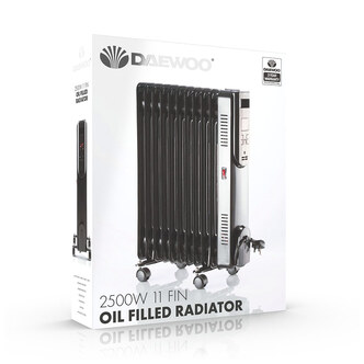 Daewoo HEA1821GE 2 5kW Oil Filled Radiator with LED Display Black
