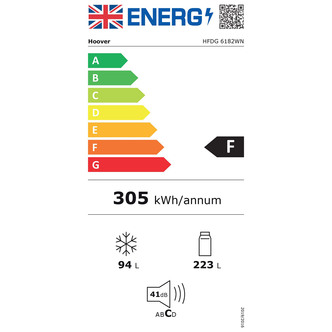 Hoover HFDG6182WN 60cm No Frost Fridge Freezer in White 1 86m F Rated