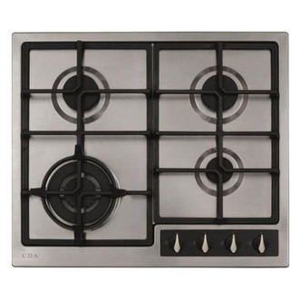 CDA HG6351SS 60cm Built-In 4 Burner Gas Hob in St/Steel Wok Burner
