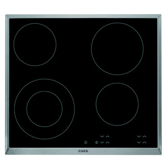 Image of AEG HK624010XB 60cm Ceramic Hob Black Glass with Stainless Steel Trim