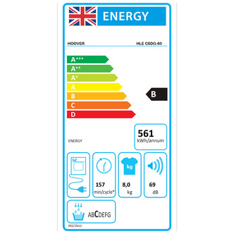 Hoover HLEC8DG 8kg Condenser Dryer in White B Rated Sensor NFC