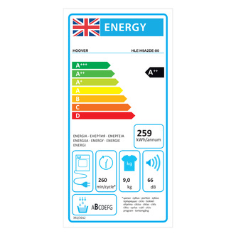 Hoover HLEH9A2DE 9kg Heat Pump Condenser Dryer in White A Rated Wi Fi