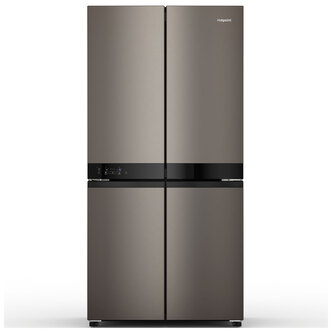 Hotpoint HQ9U2BLG American 4 Door Fridge Freezer in Black Steel E Rated
