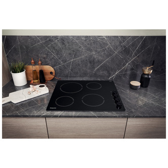 Hotpoint HR619CH 60cm 4 Zone Frameless Ceramic Hob Black Side Controls
