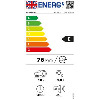 Hotpoint HSIO3T223WCE 45cm Fully Integrated Slimline Dishwasher 10 Pla