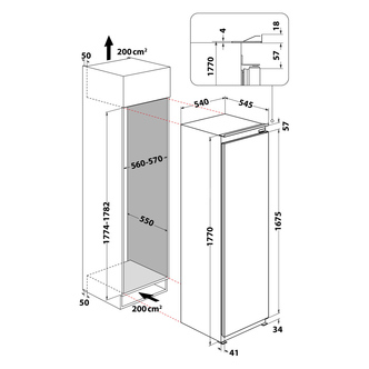 Hotpoint HSZ18011UK 55cm Built In Fridge Icebox 1 77m F Rated 262L