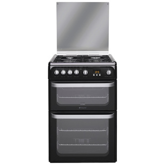 Hotpoint HUG61K 60cm ULTIMA Double Oven Gas Cooker in Black 77/32L