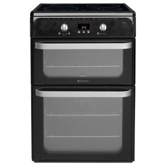 Hotpoint HUI612K 60cm Induction Electric Cooker in Black Double Oven