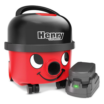 Numatic HVB160 Henry Cordless Vacuum Cleaner in Red 2 Batteries