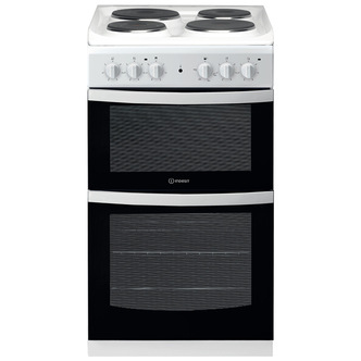 Indesit ID5E92KMW 50cm Twin Cavity Electric Cooker in White Solid Plate